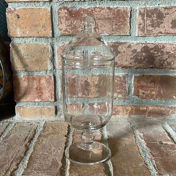 Accents Etched Flowers Clear Glass Pedestal Apothecary Jar Poshmark